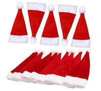 LOLIPPYY Lot de 25 Housses Miniatures De Bonnet De Père Noël, Porte-Couverts De Noël, Décorations De Bouteille De Vin en Tissu Doux pour Fêtes Et Repas Festifs