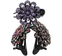 LOLIPPYY Lot de 3 Pinces à Cheveux Françaises Trois Dents Ornées de Strass, Coloris Violet, Multicolore, Accessoires pour Cheveux Épais Femme, Barrettes Style Français pour Coiffure