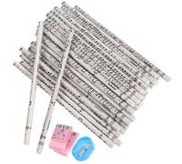 LOLIPPYY Lot de 36 Crayons en Bois Décorés de Notes de Musique, Taille Standard, Couleur Blanche Gomme Assortie, Fournitures Scolaires pour Garçon et Filles, pour Couleur Aléatoire