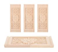 LOLIPPYY Lot de 4 Appliques en Bois Massif Sculpté Non Peint Style Européen Vintage Dimensions 16 X 6 X 1 CM Décorations Murales Meubles Consoles Décoratives pour Portes et Armoires