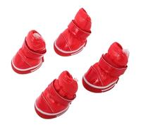 LOLIPPYY Lot de 4 Bottes d'hiver pour Chiens Taille 3 Bottines Chaudes Imperméables Semelle Antidérapante Protège-Pattes pour Neige Randonnée et Sol Glissant Couleur Rouge Bonbon