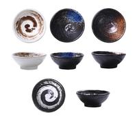 LOLIPPYY Lot de 4 Coupelles à Trempette en Céramique Japonaise, Assorties Blanc Brossé, Blanc, Jaune Pierre et Multicolore, Bols à Sauce Soja et Vinaigre Cuisine Sushi, Réutilisable