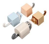 LOLIPPYY Lot de 4 Crochets Muraux Adhésifs Animaux Mignons Porte-Clés Créatifs Couleurs Pastel Crochets pour Porte de Salle de Bain et Rangement Polyvalent