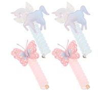LOLIPPYY Lot de 4 Élastiques à Cheveux en Spirale Motif Licorne, Cordon Téléphonique en Caoutchouc Solide, Couleurs Rose et Bleu, Accessoires pour Coiffures Garçon et Filles