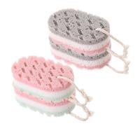 LOLIPPYY Lot De 4 Éponges De Bain Exfoliantes Bicolores Double Face Taille Moyenne Mousse Douce Et Abrasive Éponge Corps Dos Réutilisable Accessoire De Soin Personnel Pour Bain