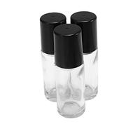 LOLIPPYY Lot De 4 Flacons Roll-on 30 Ml Transparents En Verre, Bouteilles D'huile Essentielle Rechargeables, Anti-fuite, Portables, Pour Usage Domestique Et Voyage, Finition Noire