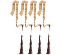 LOLIPPYY Lot de 4 Marque-Pages en Bambou de Saxophone Pompon Délicats et Solide pour Lecture à la Maison Bureau et Bibliothèque