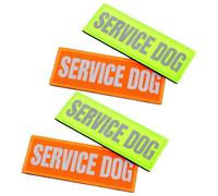 LOLIPPYY Lot de 4 Patchs Réfléchissants en Nylon pour Harnais de Chien d'Assistance Autocollants Service Dog Vert et Orange Accessoires Professionnels Légers et Respirants pour Chiens