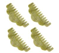 LOLIPPYY Lot de 4 Peignes de Massage en Jade Vert Brosse Lissante pour Cuir Chevelu et Cheveux Outil Manuel Gua Sha pour Stimulation Capillaire et Soin Tête Massage Détente et Démêlage
