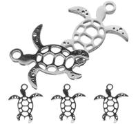 LOLIPPYY Lot de 5 Breloques Tortues en Acier Inoxydable Ajouré Finition Miroir Couleur Acier pour Création de Bijoux Fabrication de Bracelets et Boucles D’Oreilles Accessoires Loisirs