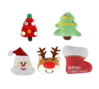LOLIPPYY Lot de 5 Jouets de Noël pour Chats en Peluche Dessin Animé, à Mâcher Sûr en Coton PP, Ensemble Interactif Arbre de Noël, Peluche Cerf, Bonhomme de Neige et Botte Festive, pour