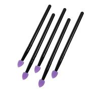 LOLIPPYY Lot De 5 Pinceaux De Maquillage Spécial Yeux 100% Silicone Taille Moyenne Pour Filles, Outil Cosmétique Fard à Paupières Usage Quotidien, Manche Noir Et Tête Violet Foncé