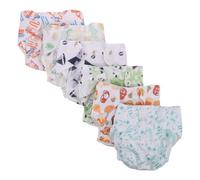 LOLIPPYY Lot de 6 Culottes D’apprentissage pour Bébés avec Boutons-pression Réglables, Couches Lavables en Tissu Ultra-absorbantes, Motifs Variés, Matelas de Change Inclus, Confort