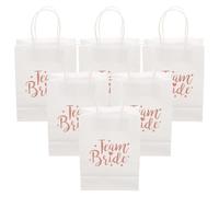 LOLIPPYY Lot de 6 Paquet Présents Mariage Team Bride Blancs en Papier Poignées Paquet Portables pour Invités et Demoiselles D’Honneur Contenants Pratiques pour Bonbons et Souvenirs