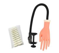 LOLIPPYY Mannequin de Main D'entraînement Accessoire Manucure Professionnel en Silicone Flexible avec 500 Faux Ongles, Support Intégré pour Nail Art et Formation Prothésiste Ongulaire