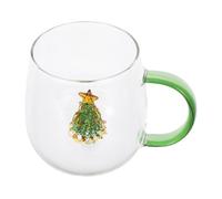 LOLIPPYY Mug de Noël en Verre Transparent avec Figurine Sapin 3D Tasse à Expresso Festive pour Boissons Chaudes et Froides pour Café Jus Vin Décoration de Fête