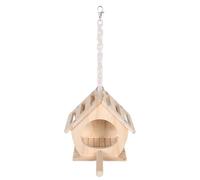 LOLIPPYY Nichoir Suspendu en Bois Naturel avec Perchoir pour Calopsittes et Petits Perroquets Maison D’Élevage Adaptable Intérieure et Extérieure Nid Sécurisé pour Oiseaux Exotiques