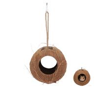 LOLIPPYY Nid Multifonction en Coque de Noix Naturelle pour Oiseaux, Hamsters et Lézards, Abri Suspendu Deux Ouvertures, Refuge Ombragé pour Cage, Accessoire pour Petits Animaux de