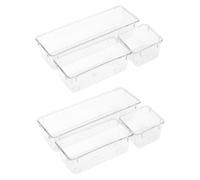 LOLIPPYY Organisateurs de Tiroirs Multifonction Transparents 6 Pièces en Pet pour Bureau, la Cuisine, Salle de Bain, Rangement Cosmétiques et Fournitures