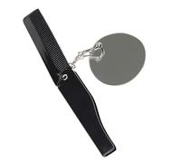 LOLIPPYY Peigne à Barbe Pliable Porte-clés Grand Format Miroir Ovale Petit Compact Pliant Pour Hommes Usage Quotidien Voyage