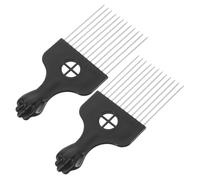 LOLIPPYY Peigne à Cheveux Afro 2 Pièces Taille Moyenne Acier Inoxydable Ambre Dents Fines Pour Cheveux Bouclés Hommes Et Femmes Usage Coiffure Quotidien
