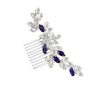 LOLIPPYY Peigne à Cheveux Bleu Royal avec Scintillant Épingle Latérale pour Mariée et Demoiselle Accessoire Vintage pour Mariage Plein Air et Cérémonie Plage