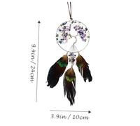 LOLIPPYY Pendentif Arbre de Vie Cristal avec Cœur Pierres Colorées Attrape-rêves Décoratif Murale Suspension Élégante pour Chambre et Salon Filigrane Raffiné et Atmosphère Chaleureuse