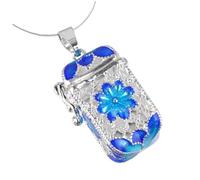LOLIPPYY Pendentif D'aromathérapie En Cuivre Plaqué Carré Creux Bleu, Diffuseur D'huile Essentiel Verrouillable, Support Pour Collier Diy, Présent Pour Fête Des Mères Et Occasions Spéciales