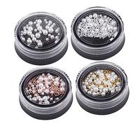 LOLIPPYY Perles de Manucure en Acier Inoxydable Blanches 4 Pièces Kit Nail Art Décorations Ongles DIY Femmes et Filles Accessoire Manucure