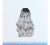 LOLIPPYY Perruque Femme Longue Dégradé Noir Gris Cheveux Synthétiques Bouclés Confortables Style Naturel pour Fêtes Cosplay et Usage