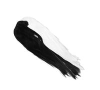 LOLIPPYY Perruque Synthétique Mi Noire Mi Blanche Longue Raide Fashion pour Cosplay et Fêtes Résistante Chaleur Style Dégradé Aspect Naturel et Confortable