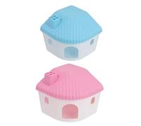 LOLIPPYY Petite Maison Et Cabane Pour Hamster Et Souris, Cachette De Jeu En Plastique, Lot De 2 Pièces Bleu Et Rose, Habitat Pour Petits Animaux De Compagnie, Conviennent Aux Hamsters, Rats Et Cobayes
