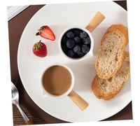 LOLIPPYY Pichet à Lait en Céramique avec Anse en Bois Tasse à Expresso 1 PC Mousseur à Lait avec Bec Verseur Fin Accessoire Café pour Dosettes d'Expresso et Préparation Cappuccino