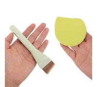 LOLIPPYY Pinceau Plat Biseauté pour Fond de Teint Liquide Houppette à Poudre Blanche Palette de Mélange et Étui Compact Applicateur Précis pour Teint Fluide et Crème