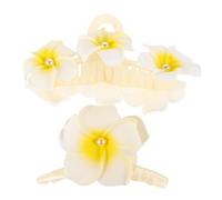 LOLIPPYY Pinces à Cheveux Griffes Fleurs Plumeria Grandes 2 Pcs Pour Cheveux Épais Femme Coiffure Plage Fête Décorations