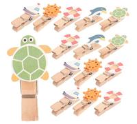 LOLIPPYY Pinces à Linge en Bois Naturel 40 Pcs Thème Océan Mini Pinces Colorées pour Suspendre Photos Cartes Clips Photo Créatifs Décor Nautique Fête