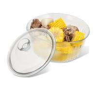 LOLIPPYY Plat à Cuisson Verre Rond avec Couvercle Étanche pour Four et Cuisinière Casserole Transparente Verre Borosilicaté Résistante pour Soupes et Mijotés