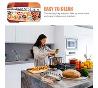 LOLIPPYY Plat de Cuisson Céramique Double Anse Plateau de Service Polyvalent pour Cuisine Four et Micro-ondes Assiette de Rangement Résistante et Facile à Nettoyer pour Gratins et Riz Au