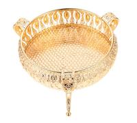 LOLIPPYY Plateau à Fruits Métal Doré Rond Snack Serving Tray pour Maison Restaurant Bureau Multifonctionnel