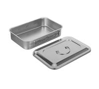 LOLIPPYY Plateau Carré en Acier Inoxydable Sus304 23 CM avec Couvercle Perforé Conteneur à Instruments pour Laboratoire et Usage Hospitalier Plateau Chirurgical Polyvalent pour