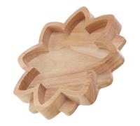 LOLIPPYY Plateau Décoratif en Bois Naturel Forme Lotus 27 Cm, Assiette à Bijoux en Bois pour Présentation de Bracelets et Cristaux, Support Polyvalent pour Huiles Essentielles et Objets
