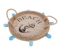 LOLIPPYY Plateau Décoratif Rond en Bois Véritable Petit Format, Plateau Ottoman de Roue de Navire, Décoration Bord de Mer pour Table Basse et Centre de Table, Usage Polyvalent Intérieur