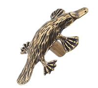 LOLIPPYY Poignée de Meuble Ornithorynque Style Ancien Trou, Bouton Décoratif en Métal Brossé Doré, Poignée Ronde pour Tiroir et Armoire, Quincaillerie Cuisine Vintage, Accessoire Décoratif