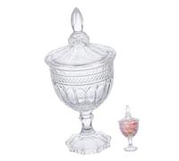 LOLIPPYY Pot de Bonbons Verre Transparent avec Couvercle Design Rétro Élégant Couronne Bonbonnière Compacte pour Décoration Maison et Mariage Rangement Pratique pour Friandises