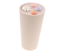 LOLIPPYY Poubelle Voiture Compacte avec Couvercle et Porte-gobelet Motif Fleur Mignonne Bac à Déchets Résistant et Facile à Nettoyer pour Voiture et Camion