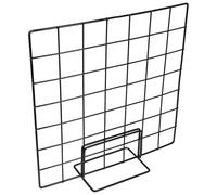 LOLIPPYY Présentoir de Bureau en Grille Métallique Noire 35x35 Cm Base Petite Noire, Support Multifonction pour Photos, Bijoux et Œuvres D’Art, pour Expositions, Foires Artisanales