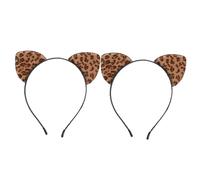 LOLIPPYY Serrage-tête Oreilles de Chat Imprimé Léopard 2pcs en Métal et Tissu, Confortable Cosplay, Maquillage ou Port Quotidien