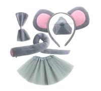 LOLIPPYY Serrage-tête Oreilles de Souris 4 Pièces Gris Taille Unique Costume Garçon et Filles Accessoires Déguisement Fête Jupe Tulle Grise