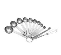 LOLIPPYY Set de Cuillères Doseuses Rondes et Règle de Mesure Acier Inoxydable Kit Pratique pour Mesurer Ingrédients Secs et Économiseur Espace pour Usage Quotidien