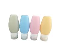 LOLIPPYY Set de Flacons Voyage Silicone Réutilisables Souples et Étanches pour Shampooing Après Shampooing Lotion et Cosmétiques Pêche et Abricot